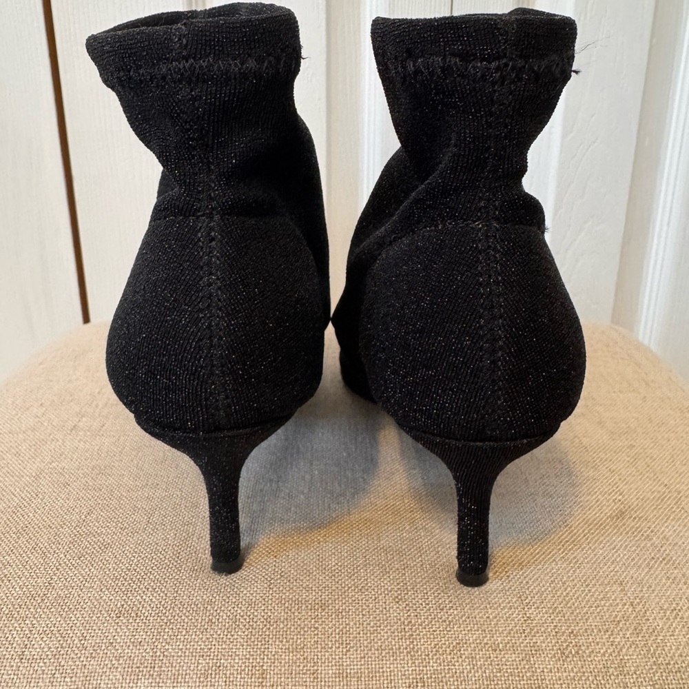 Charles by Charles David Black Ankle Booties Silver Shimmer Size 6 Sock Style - Picture 7 of 13